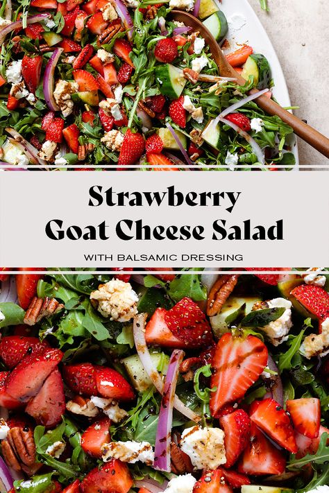 Summer Goat Cheese Salad, Grilled Balsamic Chicken Salad, Salmon Salad With Goat Cheese, Salad With Chicken And Strawberries, Dishes With Goat Cheese, Berry Goat Cheese Salad, Balsamic Salmon Salad, Best Goat Cheese Salad, Strawberry And Goat Cheese Salad