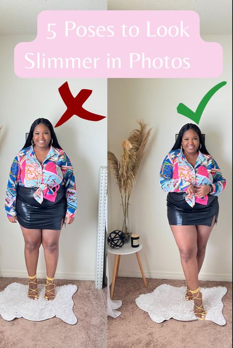 5 poses to help you look slimmer in photos this summer. Confidently slay your pictures with these how to pose options. These are definitely good for my plus size and curvy women. Posture For Photoshoot For Women, Back Picture Poses, How To Pose Standing Up, How To Pose Larger Women, How To Pose Photoshoot, Best Way To Pose For Pictures Standing, How To Pose Heavy Women, Plus Poses Photography Plus Size, How To Pose For Photoshoot Women