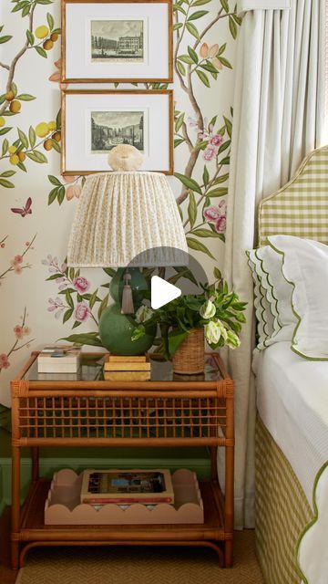 Renee Cusano on Instagram: "If I had a nickel for every time someone asked me… Chinoiserie Chic by @dianehilldesign for @rebelwalls as seen in @betterhomesandgardens with @benjaminmoore Kittery Point Green Trim   Photos courtesy of @davidtsay   #chinoiseriewallpaper #chinoiserie #chinoiseriedecor #chinoiseriestyle  #chinoiserielove" Chinosiere Wallpaper, Chinoiserie Wallpaper Panels Bedroom, Chinoiserie Chic Bedroom, Chinoiserie Wallpaper Green, Green Chinoiserie Wallpaper, Fromental Wallpaper Chinoiserie, Chinoiserie Decorating, Chinoiserie Style, Chinoiserie Wallpaper