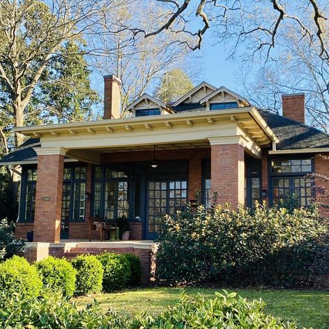 Old Bungalow Exterior, Craftsman Brick Exterior, Arts And Crafts Bungalow Exterior, Craftsman Landscaping Front Yards, 1920 House Exterior, Brick Craftsman Exterior, Old Bungalow Homes, 1920s Bungalow Exterior, Brick Craftsman Bungalow