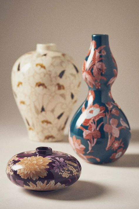 Jade Ceramic Floral Vase | Anthropologie French Vases Decor, Feminine Pottery, Bud Vase Ceramic, Small Ceramic Vase, Anthropologie Home Decor Inspiration, Ceramic Vase Ideas, Asymmetrical Vase, Patterned Vase, Fun Pottery