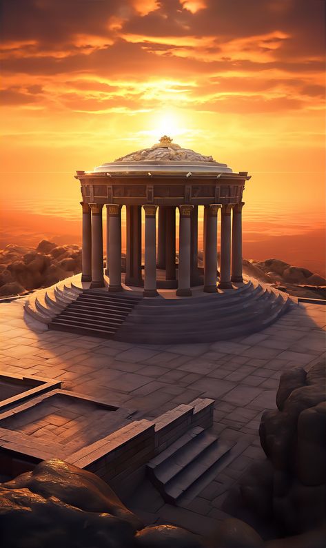 Download this image for Free on Zwin.io Ancient Greece Concept Art, Ancient Temple Fantasy Art, Fantasy Temple Concept Art, Ancient Temple Concept Art, Incan Architecture, Temple Concept Art, Fantasy Temple, Ancient Greek Temple, Greek Temples