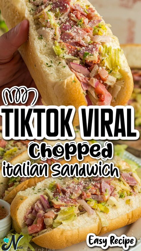 Tik Tok Chopped Sandwich, French Roll Sandwich Ideas, Meat All Subs, Sandwich Meals Dinners, Tiktok Italian Sub, What To Do With Lunch Meat, Classic Italian Sandwich, Tik Tok Italian Sandwich, Delicious Sandwiches Lunch Ideas