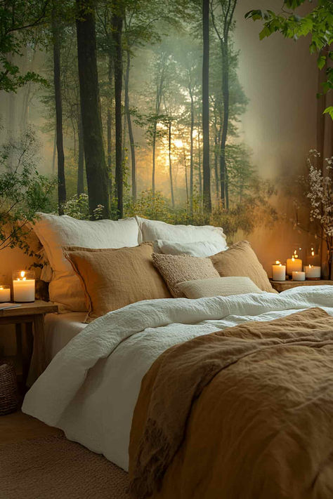 40 Forest Themed Bedroom Ideas with a Modern Twist Forest Bedroom Ideas, Forest Themed Bedroom, Forest Bedroom, Simple Bed Designs, Forest Room, Bed Interior, Wooden Bed Design, Bunk Bed Designs, Bed Design Modern