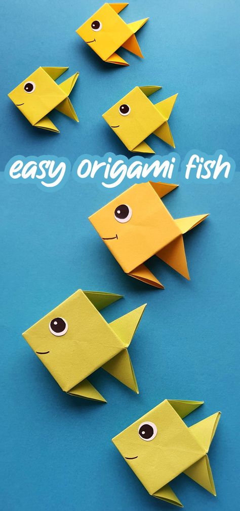 Preschool Origami Craft, How To Do Easy Origami, Simple Origami Kids, Origami Easy Printable Templates, Origami For Seniors, Kindergarten Origami Activities, Make Fish Crafts, Paper Fish Origami, Easy Origami For Beginners Step By Step