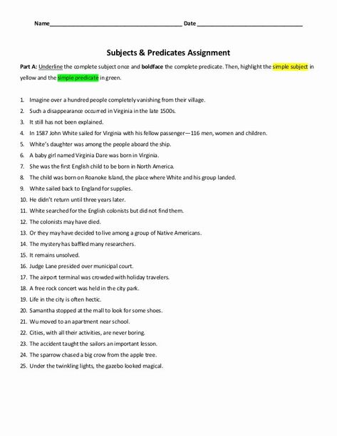 Ged Worksheets, Subject And Predicate Worksheet, Complete Predicate, Complete Subject And Predicate, Simple Predicate, Subject Predicate, Complete Subject, Dichotomous Key, English Grammar Rules