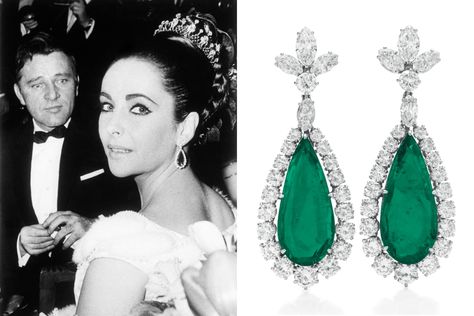 Some of the Oscar winner’s most iconic jewels go up for auction at Christie’s this week. See photos. Elizabeth Taylor Jewelry, Emerald Green Earrings, Ruby Pendant, Jewelry Auction, Royal Jewels, Elizabeth Taylor, Crown Jewels, Emerald Earrings, Green Earrings