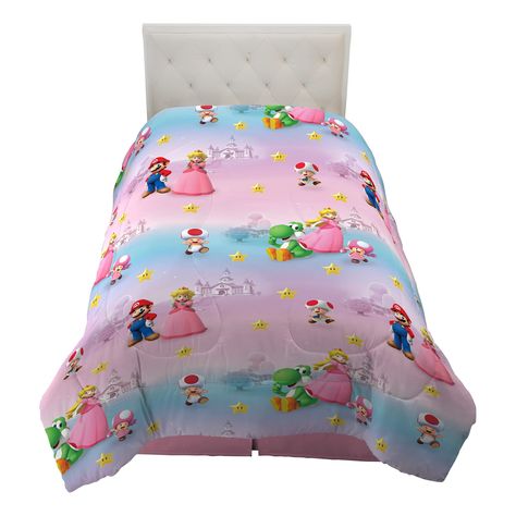 Princess Peach Bedroom Ideas, Princess Peach Bedroom, Kids Princess Bed, Mario Girl, Peach Bedroom, Mario Room, Peach Bedding, Peach Girl, Kids Twin Bed