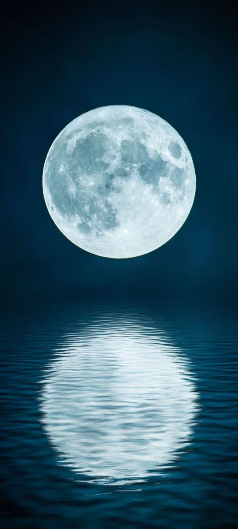 #Moon, #Water, #Night, #Dark, Moon And Water, Full Moon Water, Beach Wallpaper Iphone, Wallpaper Moon, Anime Lock Screen Wallpapers, Moon Water, Dark Landscape, Blue Sky Clouds, Water Reflection