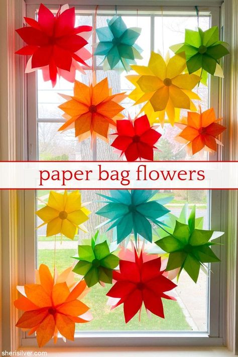 Paper Bag Decoration, Tissue Paper Roses, Paper Bag Flowers, March Crafts, Paper Bag Crafts, Flower Mobile, Easy Paper Flowers, Paper Flower Decor, Tissue Paper Flowers