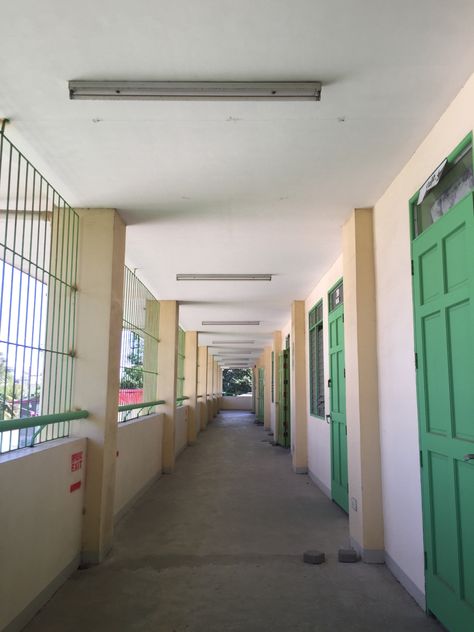 #school #hallway #building School Building Reference, Filipino School Aesthetic, Aesthetic School Building, School Hallway Aesthetic, Philippines School, Filipino School, School Hallway Background, Turkish School, Hallway Pictures