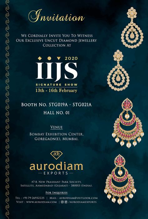 Iijs Exhibition Invite, Jewellery Shop Opening Invitation, Iijs Exhibition, Jewellery Exhibition Invitation, Lakshmi Jewellery, Jewelry Quotes Funny, Inspirational Jewelry Quotes, Shop Opening Invitation Card, Opening Invitation