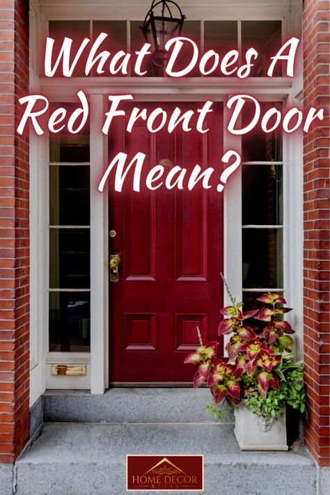 Exterior House Colors Red Door, Red Front Doors Farmhouse, Burgundy Storm Door, Dark Burgundy Front Door, Red Door Meaning House, Red Entrance Door, White House Black Trim Red Door, Red Composite Front Door, Red Front Door With Sidelights