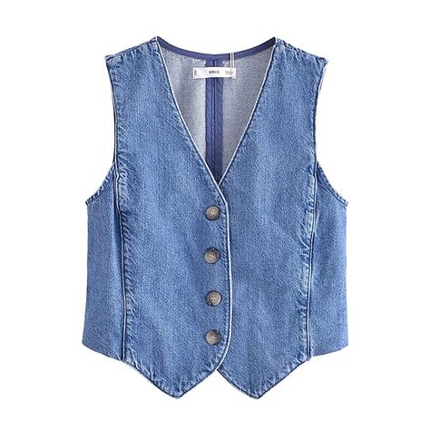 Womens Denim Vest, Denim Waistcoat, Vest Set, Korean Fashion Women, Collared Coat, Vest Fashion, Solid Clothes, Sleeveless Vest, Busan