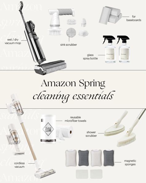 Amazon spring cleaning essentials ✨ everything you need to make spring cleaning a little easier! If you need the best cleaning supplies for your bathroom, your kitchen, or for general spring cleaning, check out these Amazon must haves. Tap to shop my essential cleaning supplies! Cleaning Must Haves Products, Aesthetic Cleaning Products, Tips For Cleaning House, Essential Cleaning Supplies, Apartment Essentials Amazon, Home Things To Buy, Minimalist Cleaning Supplies, Aesthetic Cleaning Supplies, Dollar Tree Apartment Essentials