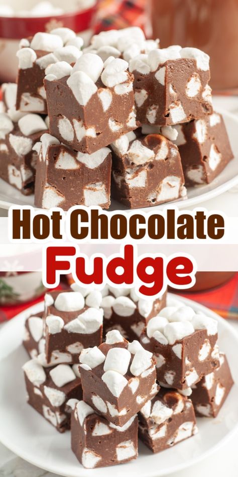 Recipes Using Hot Chocolate Packets, Recipes Using Hot Fudge Sauce, Recipes With Hot Cocoa Packets, Fudge Mini Marshmallows, Hot Chocolate Packet Recipes, Christmas Baking With Marshmallows, Easy Non Perishable Desserts, Hot Chocolate Baked Goods, Recipes For Marshmallows