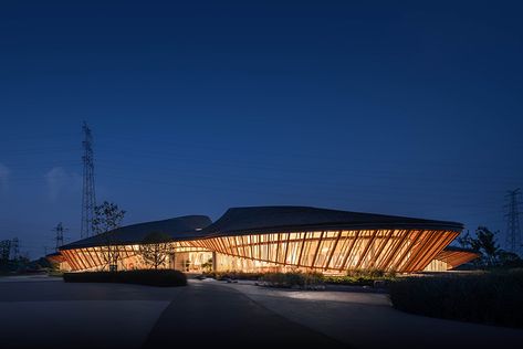 z-one architects clusters soft light-wells with luminous center in nantong Parking Plan, Resort Design Plan, Tourist Center, Bamboo Architecture, Underground Homes, Parametric Architecture, Resort Design, Timber Structure, Architectural Practice