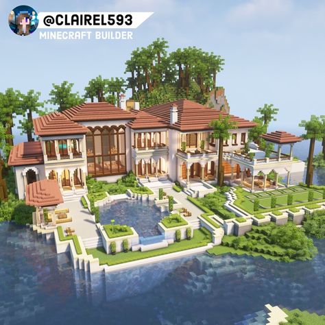 #minecraft #minecraftbuilds #minecraftbuildingideas Beach Mansion Minecraft, Cute Beach House Minecraft, Minecraft Houses Island, Costal Minecraft House, How To Build A Mansion In Minecraft, Minecraft Big Houses Ideas, Minecraft Mansion Aesthetic, Minecraft Skate Park, Minecraft Beach House Interior