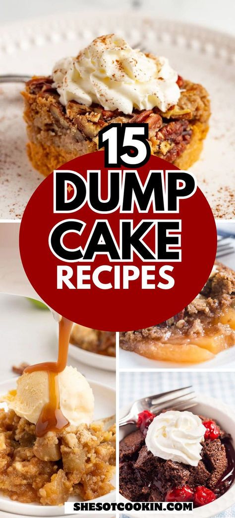 Dump cakes are easy, budget-friendly desserts that start with a simple boxed cake mix. These recipes are versatile and you can change up the flavors of cake mix and pie fillings to suit your taste. Try our fall favorites like pumpkin dump cake and caramel apple that are sure to delight your taste buds! Cakes Mix Recipes Boxed, Dump Cake Desserts, Simple Dump Cake Recipes, Apple Cobbler Dump Cake Recipes, Mom On Timeout Recipes Desserts, Easy Cake Recipes Using Cake Mix Boxes, Cake Mix Apple Cake Recipe Easy, Dump Spice Cake Recipes, Box Dump Cake Recipes