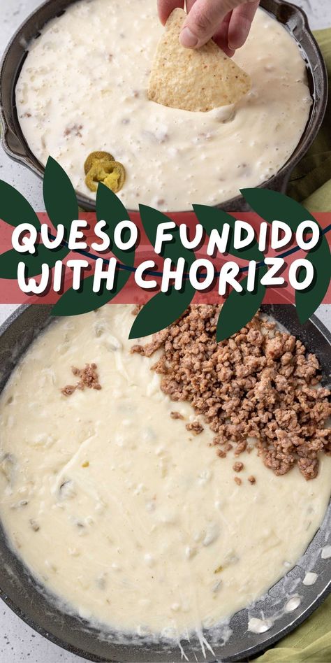 Chorizo Cheese Dip Recipes, Queso Chorizo Dip, Chorizo Cheese Dip, Queso Fundido With Chorizo, Chorizo Queso Dip, Christmas Dips, Queso Chorizo, Queso Flameado, Spicy Queso Dip