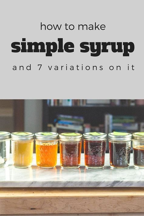 How to make simple syrup (and 7 more variations on it) #cocktailbasics From Blossom to Stem | Because Delicious http://www.blossomtostem.net Simple Syrup For Cakes, Homemade Coffee Syrup, Easy Mixed Drinks, Simple Syrup Cocktails, Simple Syrups, Simple Syrup Recipes, Make Simple Syrup, Cocktail Syrups, Homemade Syrup