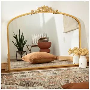 Latge Gold Mirror, Big Gold Mirror Aesthetic, Large Mirror Over Dresser, Large Horizontal Mirror, Dining Room Wall Mirror, Gold Mirror Living Room, Anthropologie Mirror, Vintage Home Decor Living Room, Horizontal Mirrors