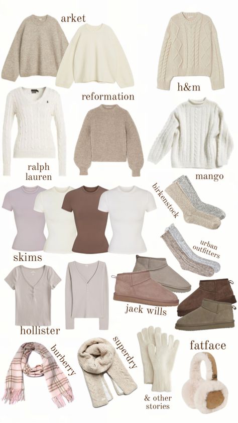 #knits #winter #inspo #creamknit #beigeknit #cozy Warm And Cozy Outfits Winter, Winter Wishlist Ideas, Winter Casual School Outfits, Winter Outfits Cosy, Winter Astethic Clothing, Outfit Ideas Winter Party, What To Wear In Winter For Women, Put Together Outfits Winter, Cozy Outfit Sweatpants