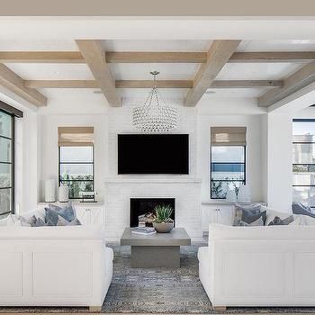 Beams Living Room, California Home Design, Enclosed Patio, Living Room Orange, Boat House, Transitional Living Rooms, Furniture Layout, Coffered Ceiling, Wood Beams