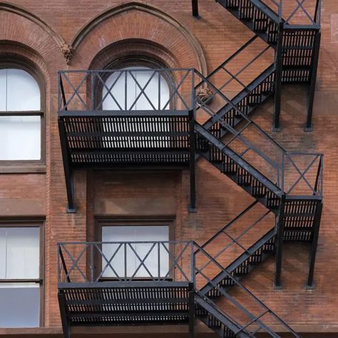 Harlem Architecture, Gooderham Building, Fire Escape Stairs, Stairs Exterior, Ideas For Stairs, Stairs Photography, Stairs Outdoor, Fire Escape Ladder, Steel Staircase