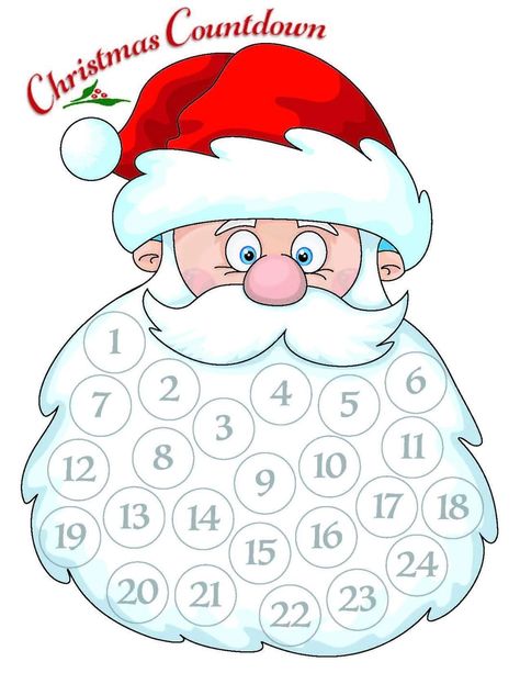 Santas Beard Advent Calendar, Advent Calendar Template, Santa's Beard Countdown, Santa Advent Calendar, Christmas Countdown Printable, Santa Countdown, Christmas Learning, Printable Advent Calendar, Santa Beard