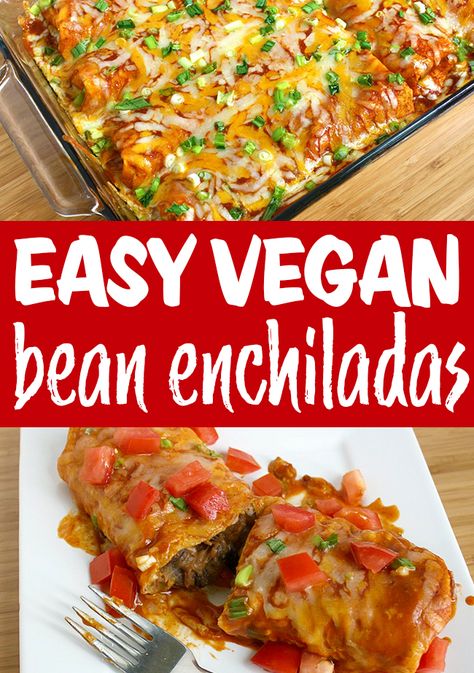 Refried Bean Enchiladas, Enchiladas With Black Beans, Vegan Refried Beans, Vegan Bean Recipes, Garden Grazer, Vegan Bean, Refried Bean, Vegan Enchiladas, Vegetarian Enchiladas