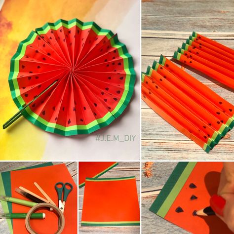 Арбузный веер своими руками Watermelon Fan, Summer School Art, Craft Ideas For Beginners, Hungry Caterpillar Craft, Aesthetic Paper, Diy Summer Decor, Watermelon Day, Caterpillar Craft, Kraf Kertas