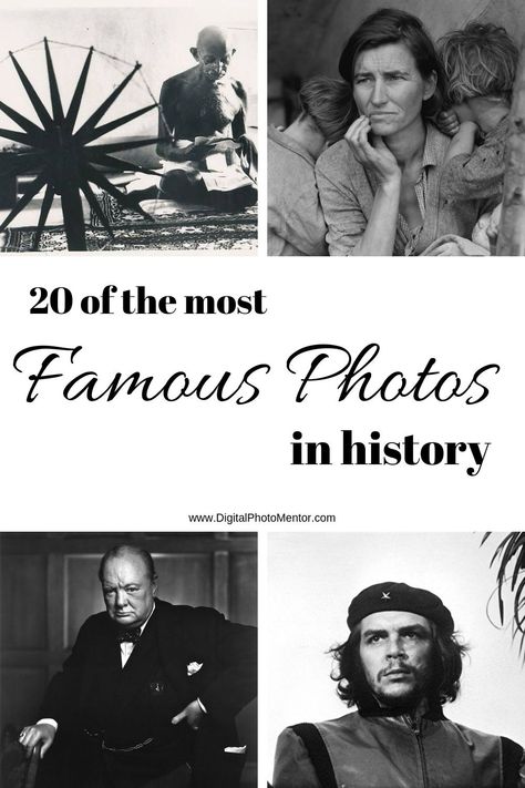 20 of the most famous photos from photography history. Famous well-known photos of people, children, and life in general. Famous pictures taken since the invention of the camera. Learn your photographic roots, and hone your craft. #famousphotos #famouspictures #famousphotoshistory #famousphotosphotographyhistory #famousphotoslife #digitalphotomentor History In Pictures, Most Famous Photos Of All Time, History Of Photography Timeline, Woman Falling, Photography Classroom, Famous Photographs, Teaching Yearbook, Most Famous Photographers, Photo Journalism