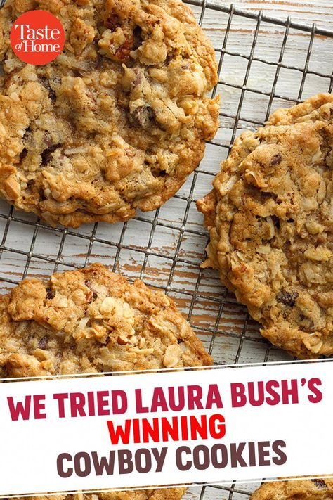 Laura Bush Cowboy Cookies, Ranger Cookies, Cowboy Cookie Recipe, Laura Bush, Cowboy Cookies, Low Carb Cookies, Crinkle Cookies, S'mores, Köstliche Desserts