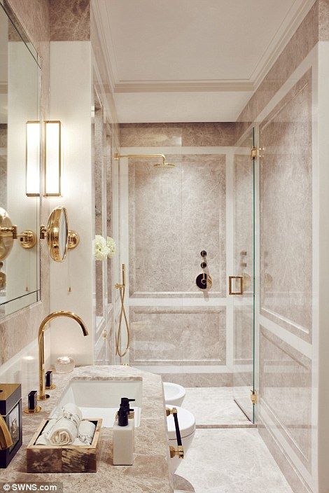 Glamorous Bathroom, Jenner House, Luxe Bathroom, Sloane Square, Property Developer, Closet And Bathroom, Bathroom Luxury, Silk Wallpaper, Hidden Rooms