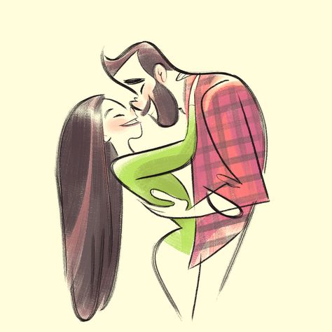 http://scott-gwynn.tumblr.com/post/112232938265/this-was-the-front-of-a-card-i-made-for-my Couple Animated Drawing, Scott Gwynn, Dairy Art, Reference Couple, Fantasy Angel, Character Design Cartoon, Illustration Fantasy, Mid Century Illustration, Character Design Sketches