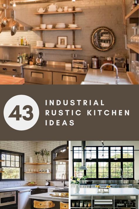 Today, we are looking at 43 industrial rustic kitchen ideas and how it can transform a dull looking kitchen into a stylish and elegant one. Industrial Kitchen Ideas Rustic, Kitchen Cabinet Industrial Design, Industrial Look Kitchen Inspiration, Rustic Industrial Kitchen Design Vintage, Vintage Industrial Kitchen Ideas, Open Kitchen Industrial Style, Vintage Kitchen Island Farmhouse, Modern Industrial Kitchen Cabinets, Industrial Home Kitchen Ideas