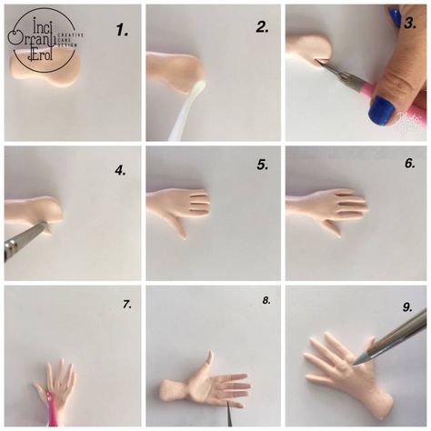 Hand Tutorial Clay Body Sculpture Tutorials, Fondant Hand, Hand Tutorial, Fondant People, Hands Tutorial, Book Cakes, Halloween Food Treats, Fondant Cake Toppers, Fondant Tutorial