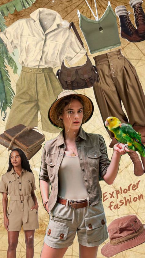 #fashion #fashioninspo Jungle Costume, Safari Clothes, Africa Safari Clothes, Jungle Outfit, Explorer Costume, Zoo Outfit, Safari Costume, Safari Outfit, Safari Outfits