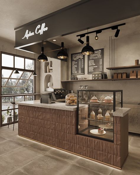 A Little Coffee on Behance Cafe Home Design, Cafe To Go Design, Take A Way Coffee Shop Design, Interior Design For Coffee Shop, Caffe Decoration Interiors, Coffee House Design Interiors, Coffee Bar Design Cafe Ideas, Shop Coffee Design, Cafe Set Up