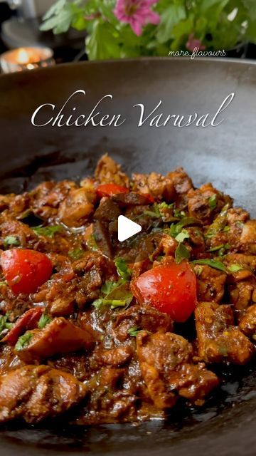 Dhanya Renjith on Instagram: "Chicken Varuval 🤎  It’s a dry chicken curry from the Chettinad region of Tamil Nadu in Southern India.  Ingredients:   Chicken -1 kg (I usually use chicken things )   For dry masala -  Whole garam masala-    Cardamom-2    Cloves -2    Cinnamon stick -1 piece    Fennel seeds -1 tsp   Coriander seeds -2 tbs Cumin seeds- 3/4 tsp Black pepper corns -1/2 tbs  Dry Kashmiri chillies -10 numbers   Dry roast and grind to a fine powder and keep aside   In a pan add  Sunflower oil-3 to 4 tbs  Mustard seeds-1/2 tbs  Dry chillies -4 ( cut to small pieces)  Sliced shallots-6/7 Sauté till golden brown  Ginger/ garlic - 2 tbs (crushed ) Sauté well till the raw smell is gone  Green chillies-2  Sliced onions - 2 medium  Sauté for few more minutes  Then add  Chicken and salt  T Chicken Varuval Recipe, Dry Chicken Recipes Indian, Dried Chillies, Circle Mehndi, Indian Chicken, Cumin Seeds, Mustard Seeds, Onion Recipes, Interesting Food