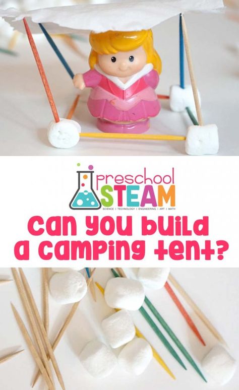 Preschool Steam, Preschool Summer Camp, Steam Teacher, Camping Preschool, Camping Theme Preschool, Camping Crafts For Kids, Camping Classroom, Steam Challenges, Camping Theme Classroom