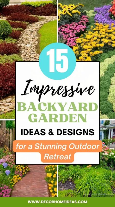 Plant Ideas For Backyard, Backyard Garden Ideas Flowers, Lawn And Garden Landscapes, Urban Garden Design Landscaping, Beautiful Backyard Garden Inspiration, Colorful Landscape Ideas, Ornamental Garden Ideas, Fire Pit Garden Ideas Backyard, Small Backyard Flower Garden Ideas