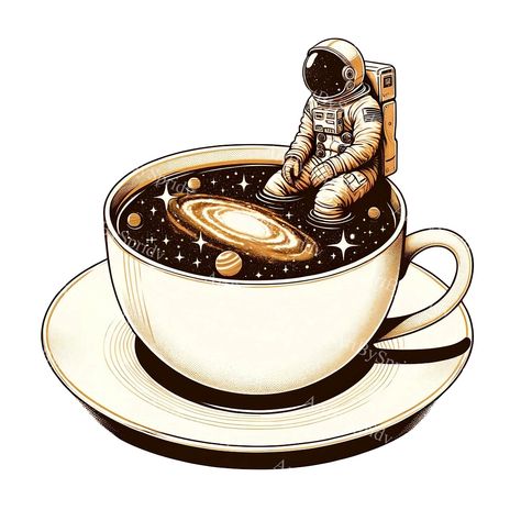 Cosmic Coffee Cup Clipart: Astronaut in the Universe Digital Download for T-shirt Printable Sublimation & DIY Craft Sublimation Clip Art - Etsy Hong Kong Coffee Cup Clipart, Cup Clipart, Coffee Artwork, Dreamy Artwork, Coffee Drawing, Sublimation Projects, Clipart Design, Deco Engagement Ring, Arts And Crafts For Kids