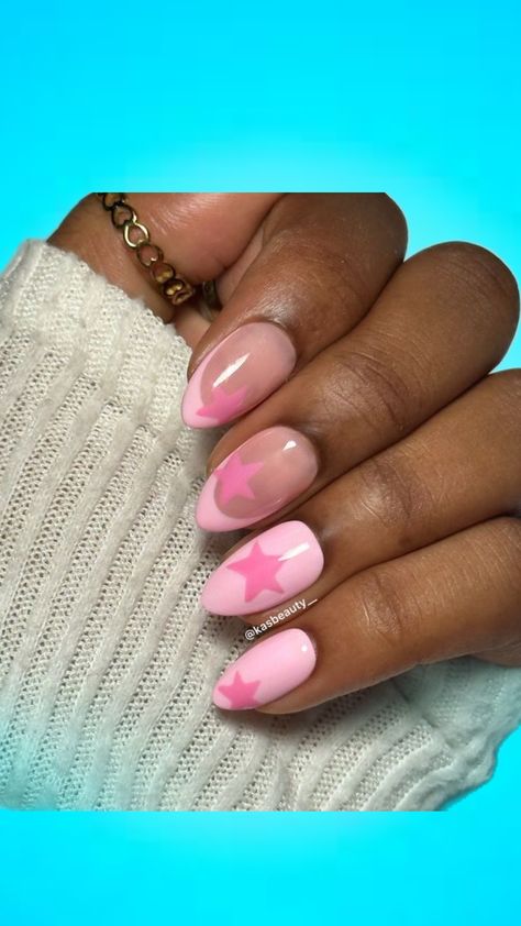 French Tips With Pink, Teen Nails, Short Coffin, Summery Nails, Really Cute Nails, French Tips, Minimalist Nails, Dream Nails, Pink Stars