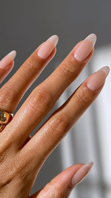 Gel Manicure Oval Nails Shape, Oat Milk Manicure, My Nails But Better Manicure, Bridal Nails Wedding 2024, Sheer Wedding Nails, Acrylic Nails Natural Look Classy, Acrylic Over Natural Nails, Nails 2024 Trends Natural, Clean And Natural Nails