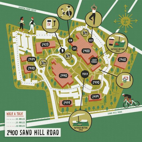 Illustrated Map of Silicon Valley Office Parks by Nate Padavick — Nate Padavick Silicon Valley Office, Maps Illustration Design, Wedding Maps, Venice Map, Urban Analysis, Illustrated Maps, Campus Map, Infographic Map, Map Maker