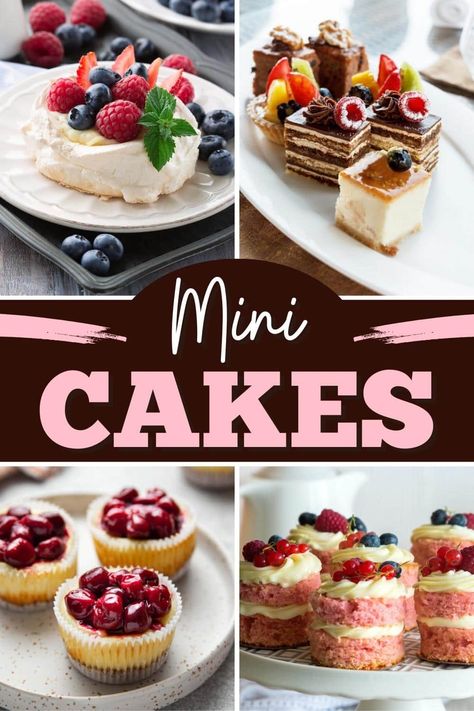 Whether you choose to share them or not, these adorable mini cakes are too cute not to make. They're great for birthdays, picnics, potlucks, and more! Mini Cake Recipe, Mini Dessert Recipes, Mini Pastries, Tiny Cakes, Single Serve Desserts, Individual Cakes, Bite Size Desserts, Mini Cakes Birthday, Tea Party Food