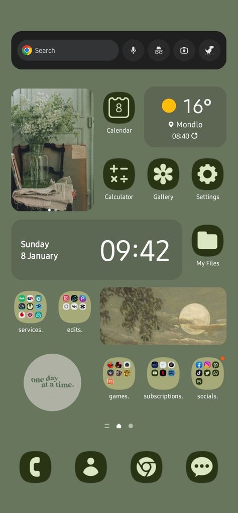 Samsung Cute Wallpaper, Samsung Icons Organize, How To Make Samsung Phone Aesthetic, Android Aesthetic Layout, Aesthetic Phone Ideas For Android, Homescreen Apps Organization, Samsung Phone Aesthetic Organization, Phone Apps Organize, Android Widget Ideas