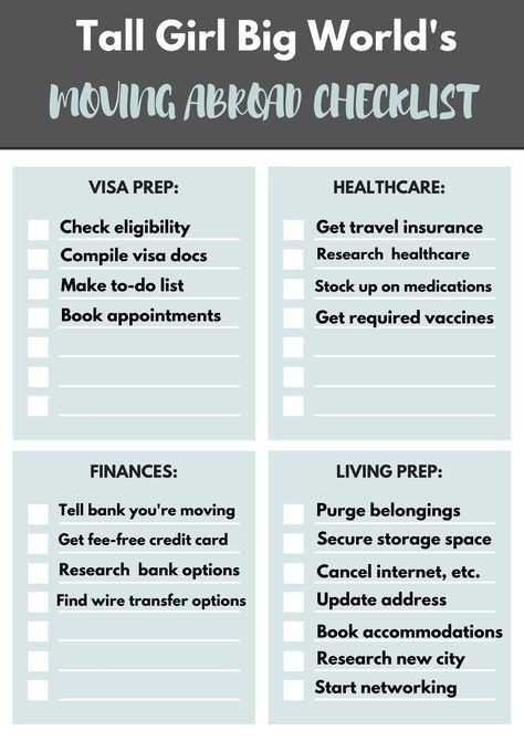 Moving to another country is more complicated than it initially seems. Here's a moving abroad checklist to ensure you have a stress-free move! Moving Out Of The Country Checklist, Moving To Another Country Packing List, Checklist For Moving Abroad, Moving To Abroad, Moving To Uk Checklist, Moving To Canada Checklist, Move Abroad Checklist, Moving Abroad Tips, What To Pack When Moving Abroad